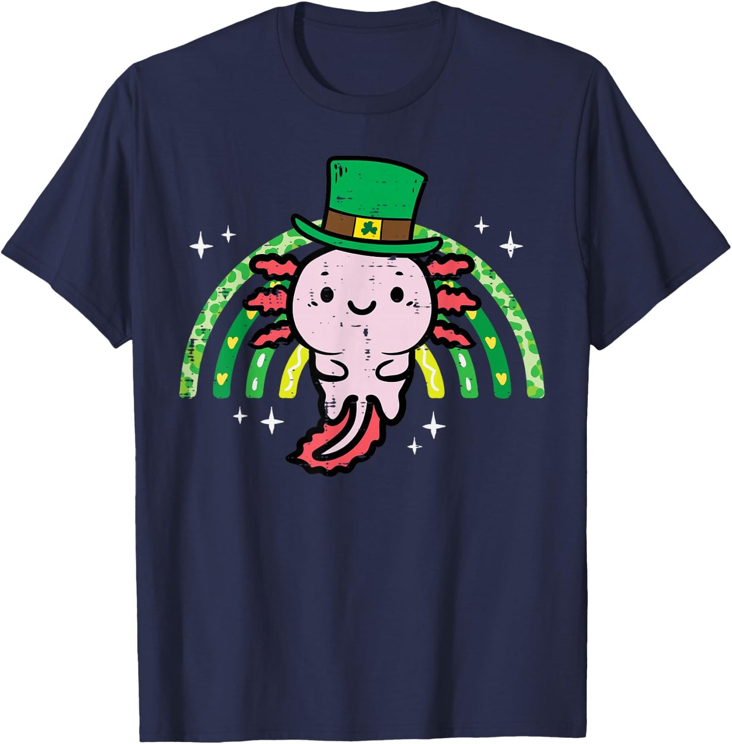 St Patricks Day Axolotl Saint Pattys Paddys Women Kids Men T-Shirt - T-Shirt | Navy