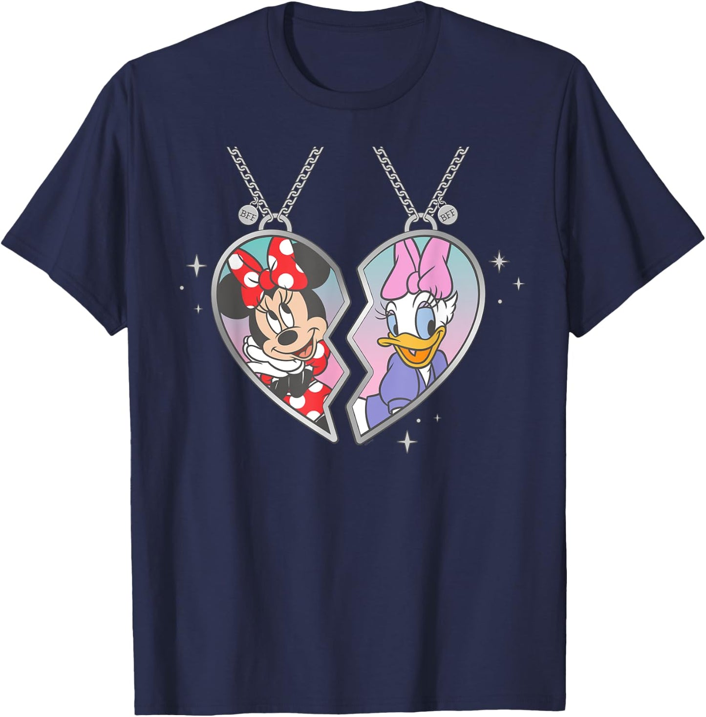 Disney Minnie and Daisy Best Friends Matching Heart Necklace T-Shirt - T-Shirt | Navy