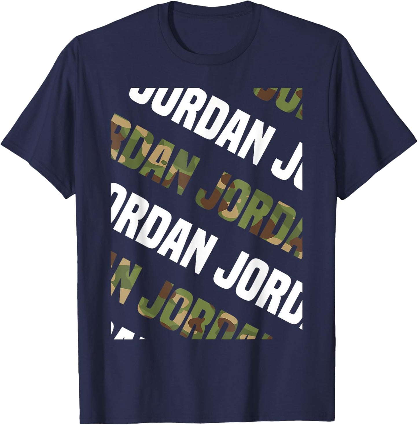 Diagonal Jordan Pattern Design Gift Green Camouflage T-Shirt - T-Shirt | Navy