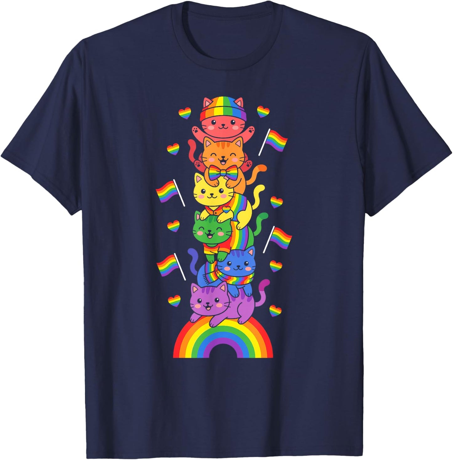 Lustige LGBT Katze Regenbogen Lesben Gay Pride Frauen Männer T-Shirt - T-Shirt | Navy