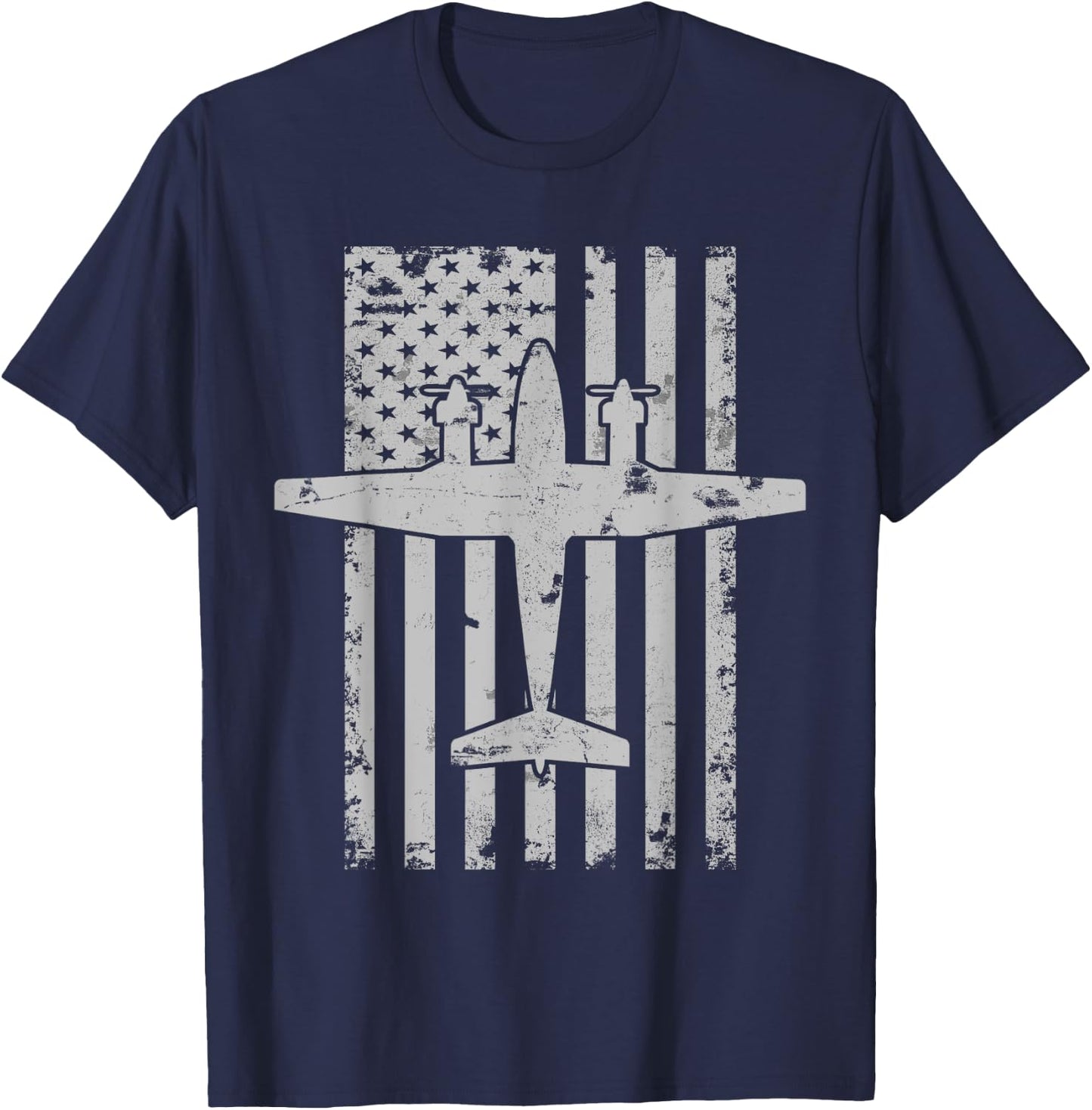 King Air B200 Twin-Engine Airplane Patriotic Pilot T-Shirt - T-Shirt | Navy