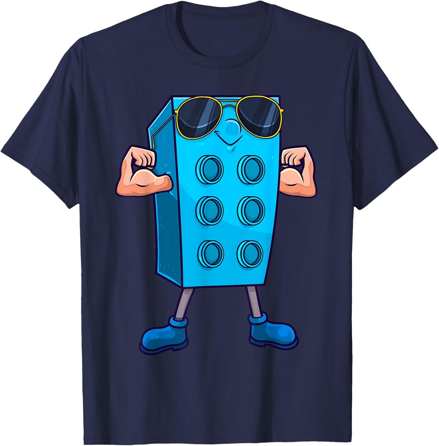 Brick Builder Master Building Blocks Birthday Funny Kids Boy T-Shirt - T-Shirt | Navy