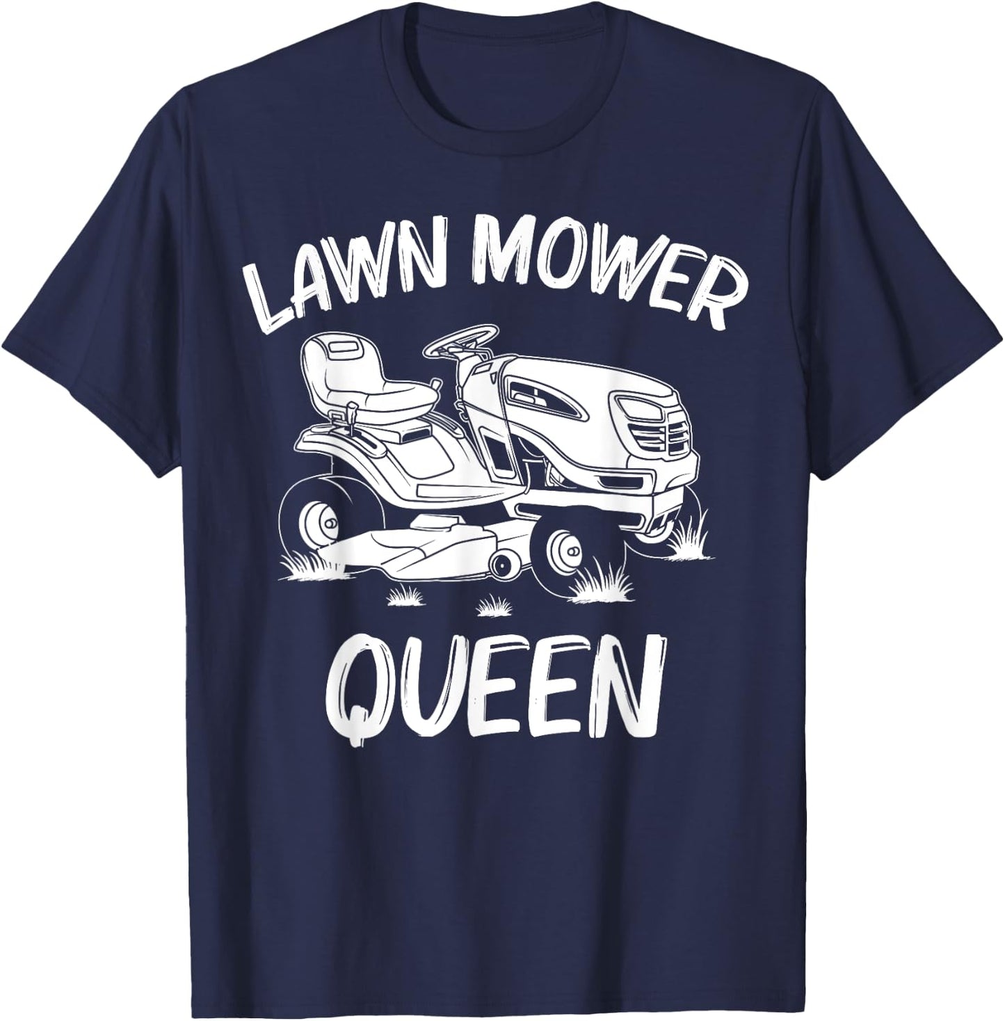 Funny Lawn Mowing Gift Women Mom Lawn Mower Farm Gardening T-Shirt - T-Shirt | Navy