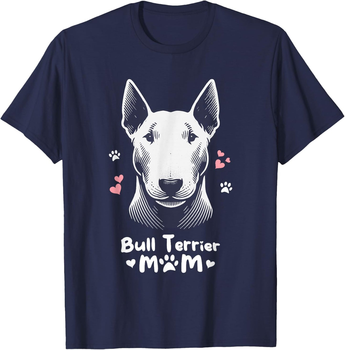Bull Terrier Mom , Black, S T-Shirt - T-Shirt | Navy