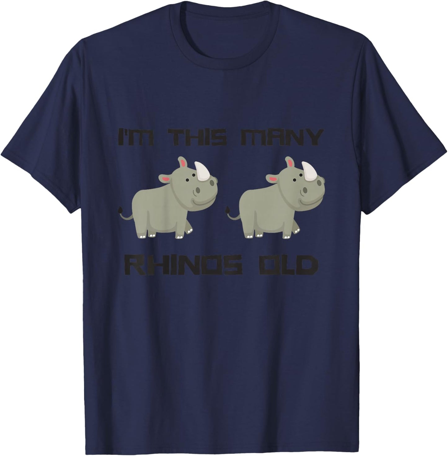 Kids I'm This Many Rhinos Old - Rhino 2nd Birthday 2 Years Old T-Shirt - T-Shirt | Navy