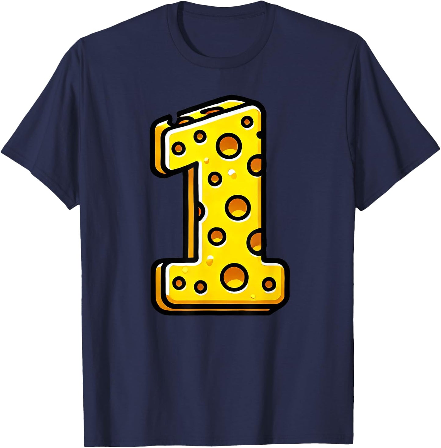 Happy 1st Birthday Cheese Number Boys Girls Kids T-Shirt - T-Shirt | Navy