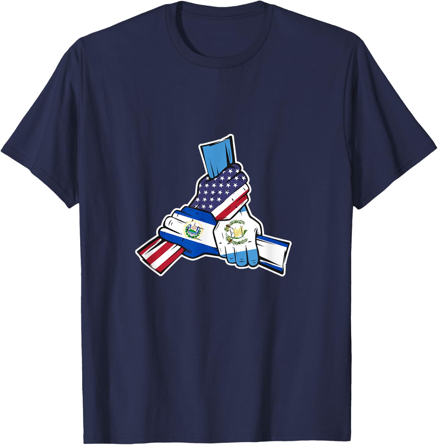 Guatemala El Salvador and the US holding hands T-Shirt - T-Shirt | Navy