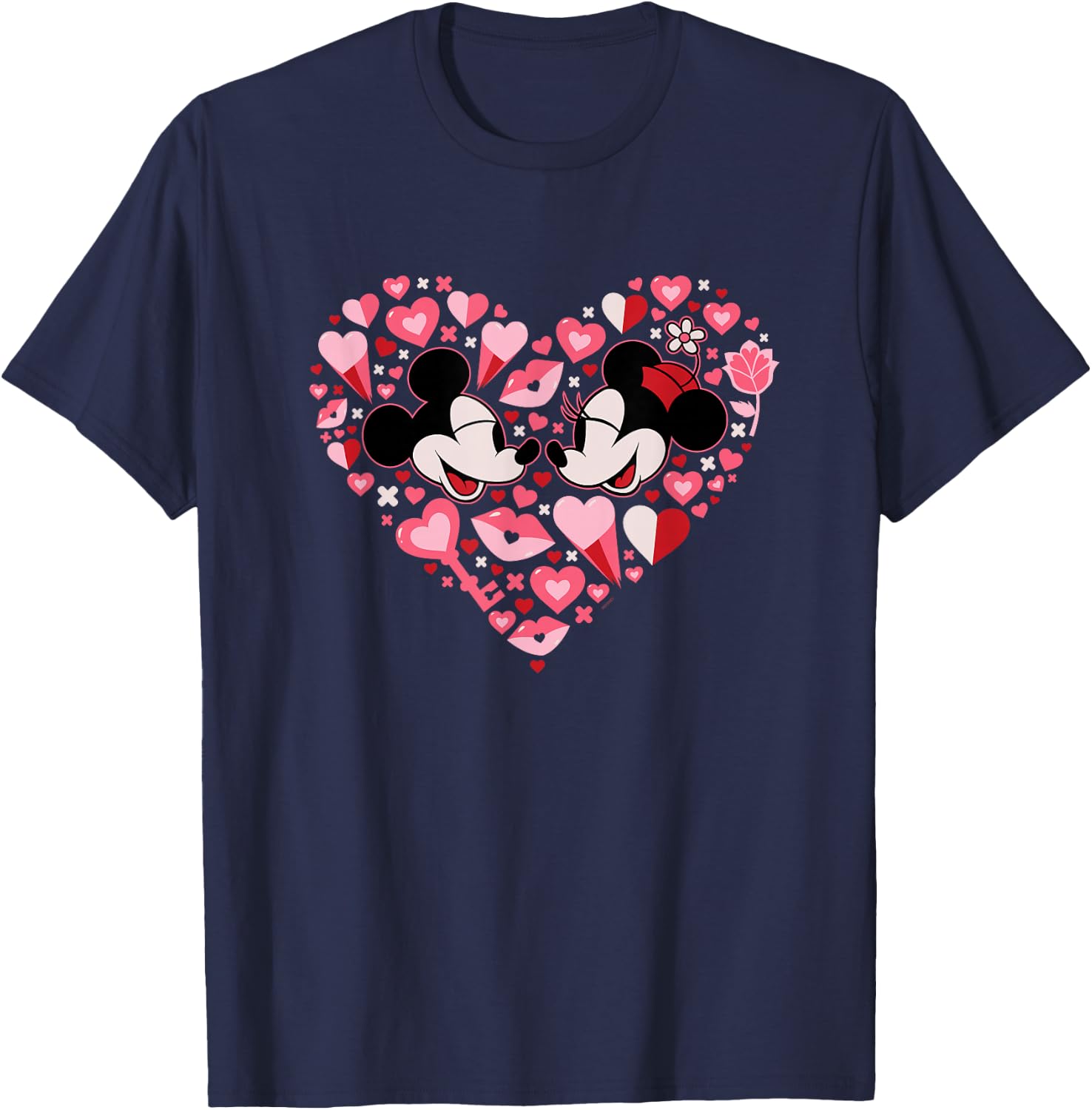 Disney Mickey & Minnie Mouse Couples Valentine’s Day Heart T-Shirt - T-Shirt | Navy