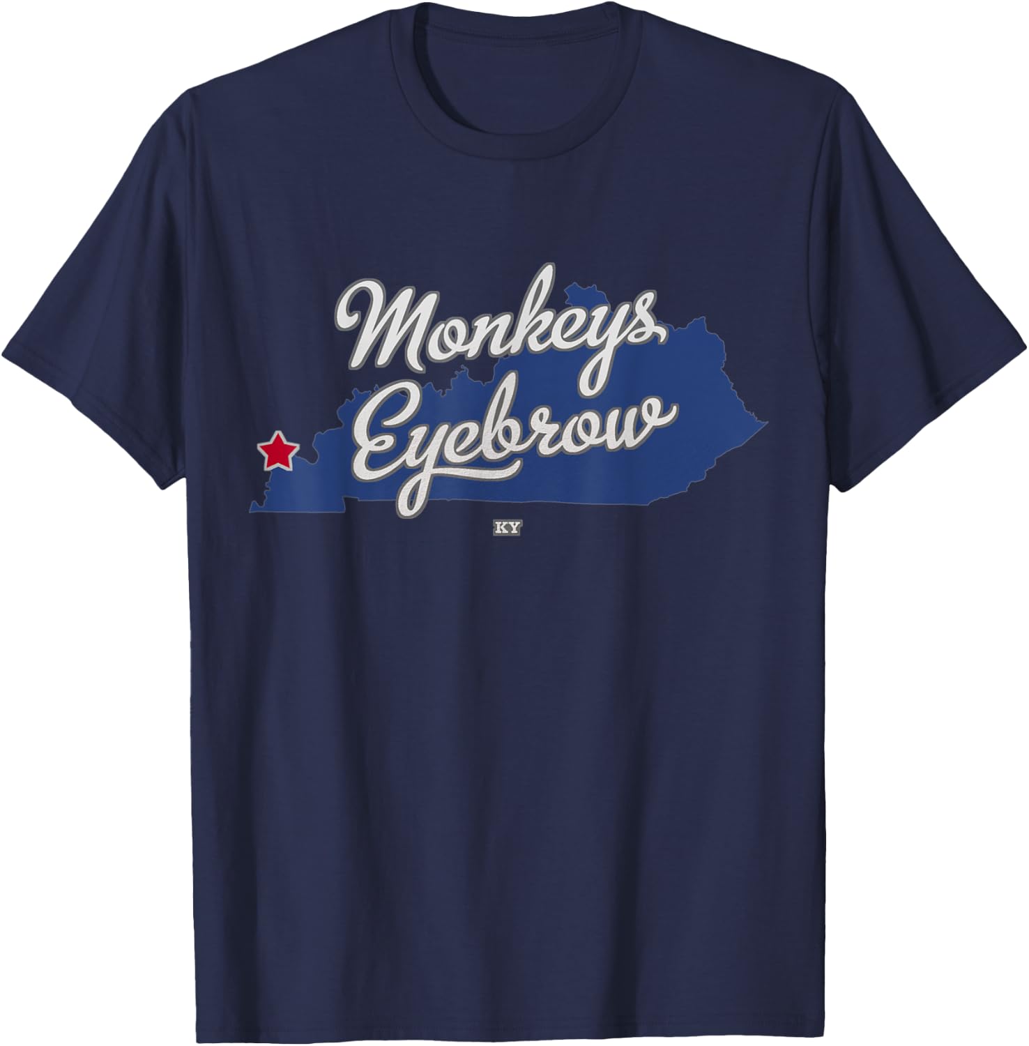 Monkeys Eyebrow Kentucky KY Map T-Shirt - T-Shirt | Navy