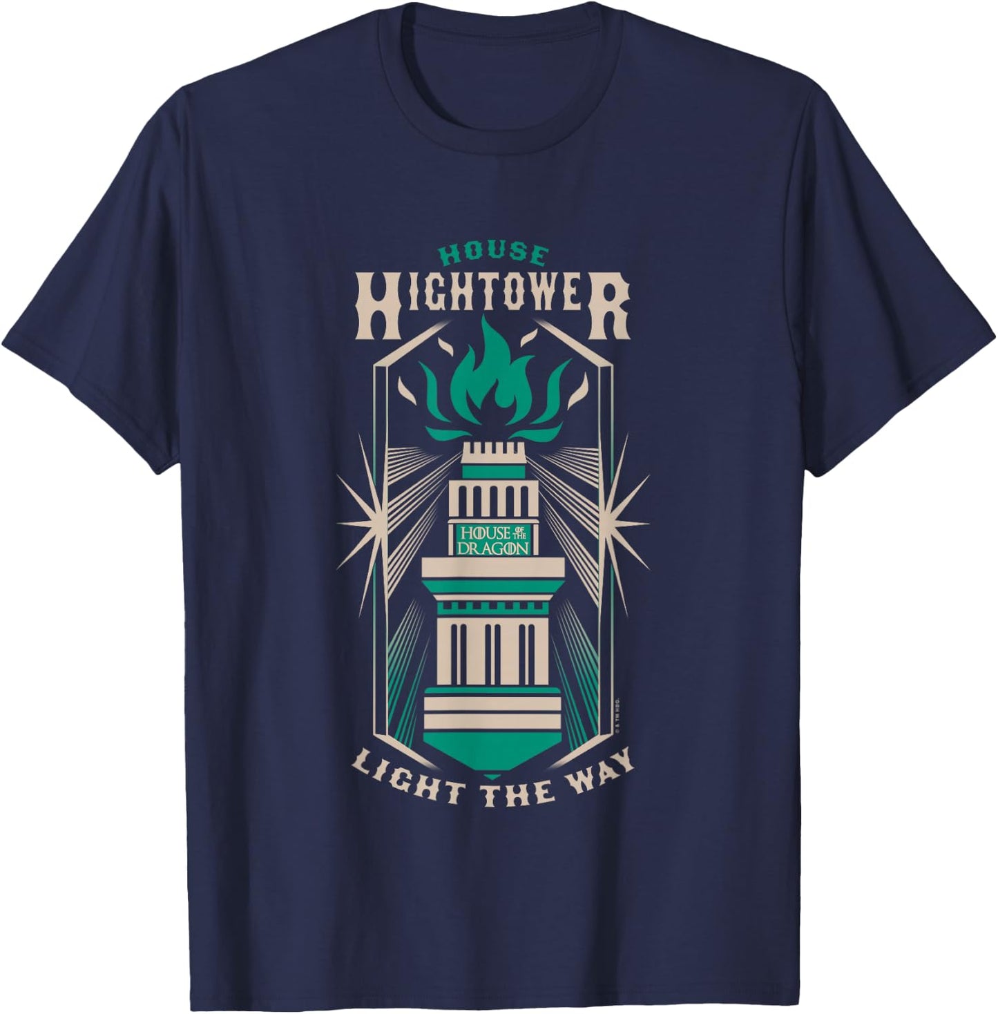 House of the Dragon House Hightower Light The Way Big Badge T-Shirt - T-Shirt | Navy