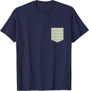 Hmong Design Pocket Graphic T-Shirt - T-Shirt | Navy