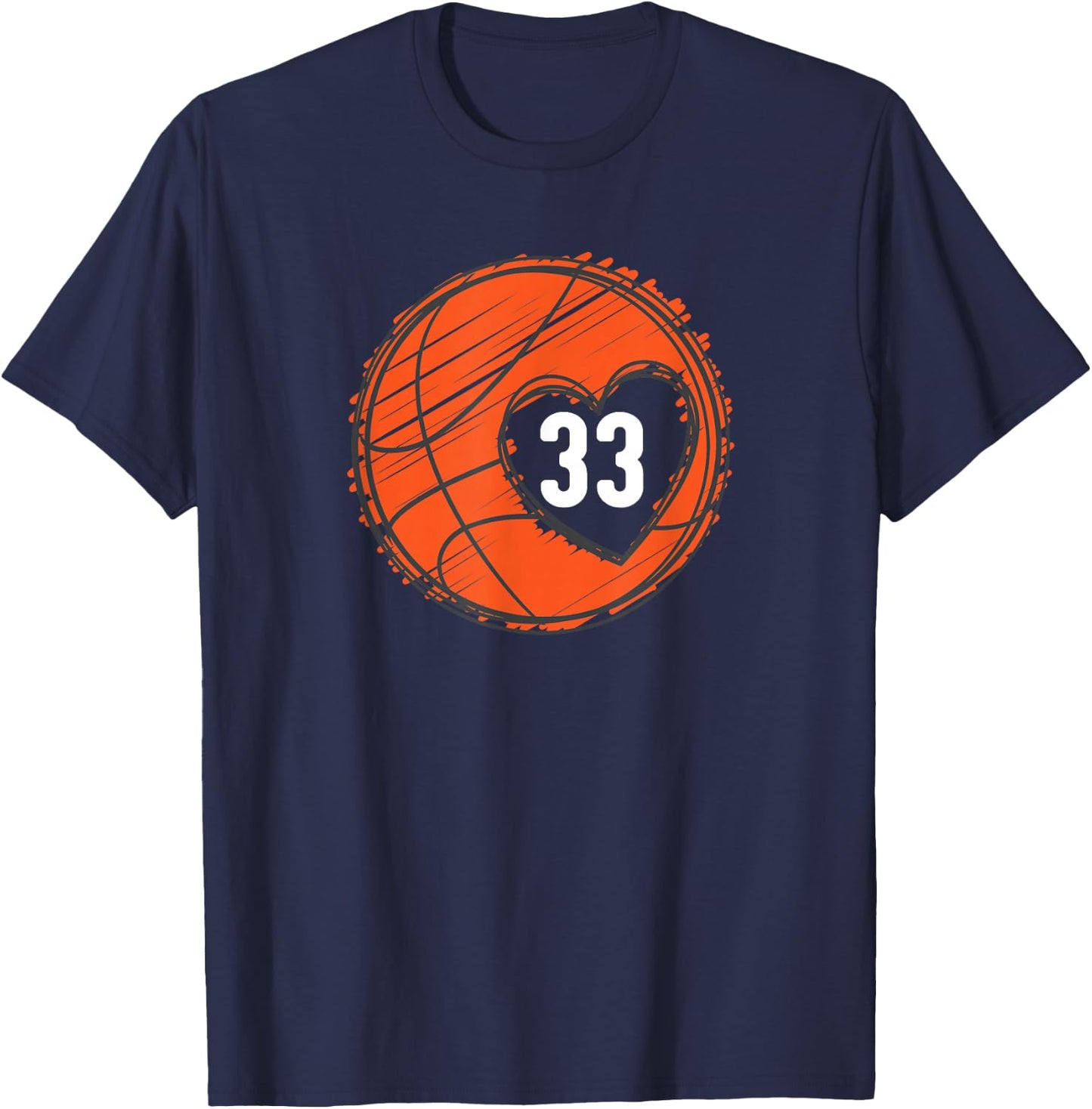#33 Number 33 - Basketball Graphic Saying Ball Bball Cute T-Shirt - T-Shirt | Navy