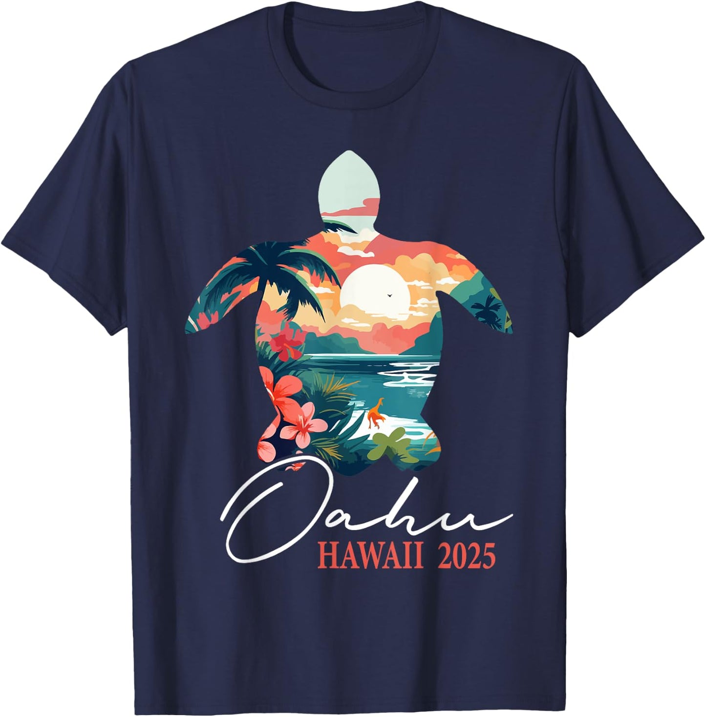 Oahu Hawaii 2025 Turtle Paradise Family Summer Vacation T-Shirt - T-Shirt | Navy