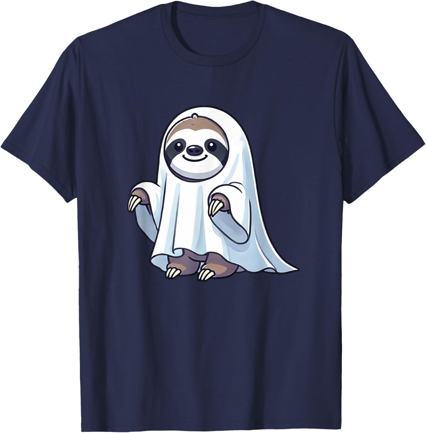 Cute Halloween Sloth Ghost Cartoon Spooky Sloth Costume T-Shirt - T-Shirt | Navy