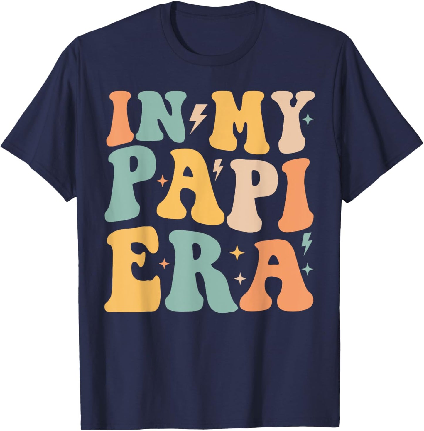 Retro Groovy In My Papi Era Father's Day T-Shirt - T-Shirt | Navy
