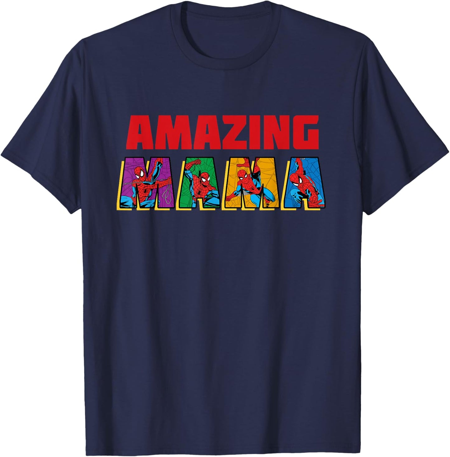 Marvel Spider-Man Amazing Mama Mom Birthday Mother’s Day T-Shirt - T-Shirt | Navy