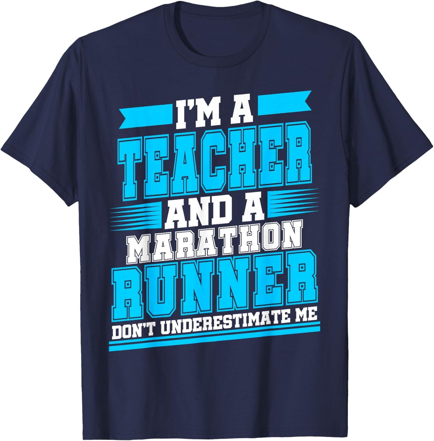 Marathon Runner Teacher Running Half First Race T-Shirt - T-Shirt | Navy