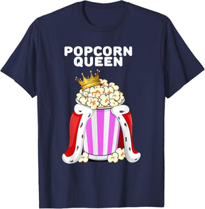Popcorn Queen | Women's Popcorn Lover Shirt | Cute Popcorn , black T-Shirt - T-Shirt | Navy