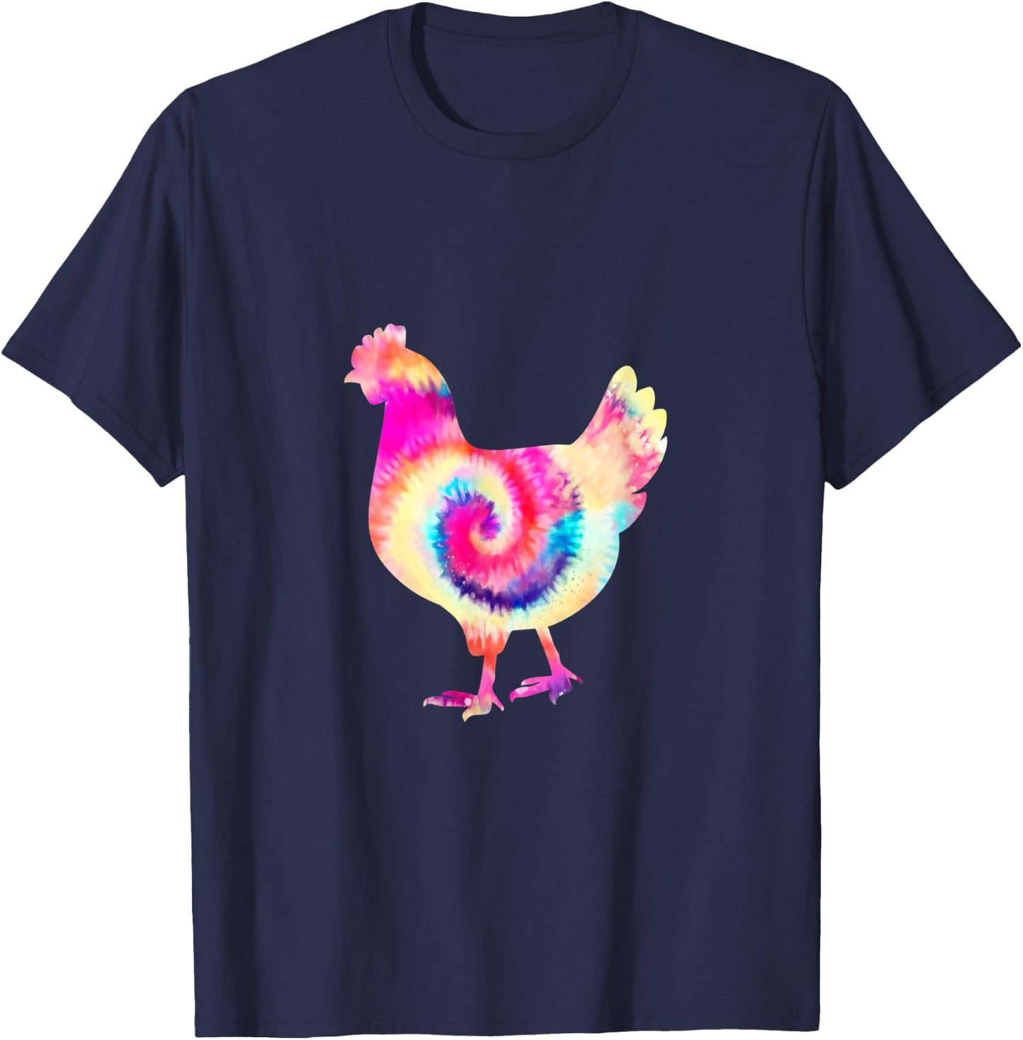 Retro Tie Dye Chicken Hen Peace Love Groovy Boho Reggae T-Shirt - T-Shirt | Navy