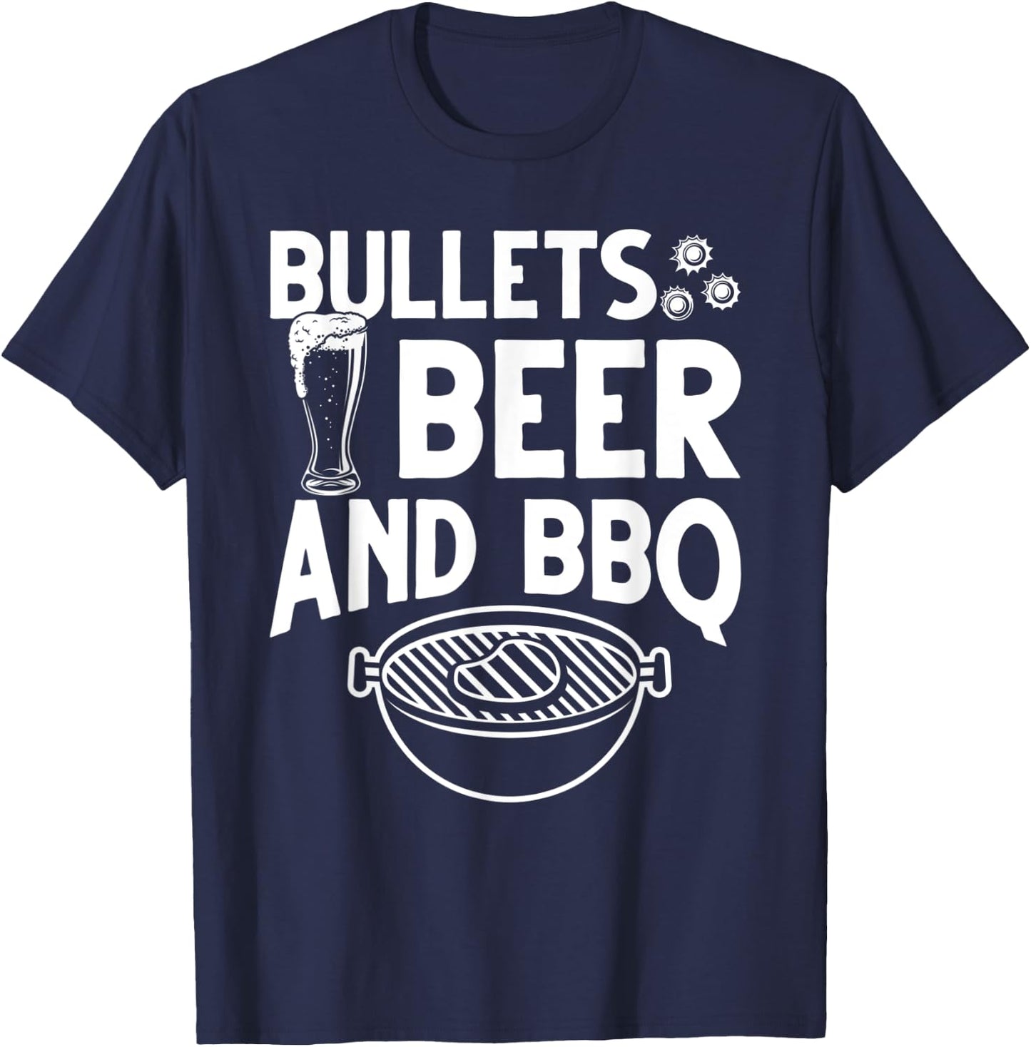 Bullets Beer And BBQ T-Shirt - T-Shirt | Navy