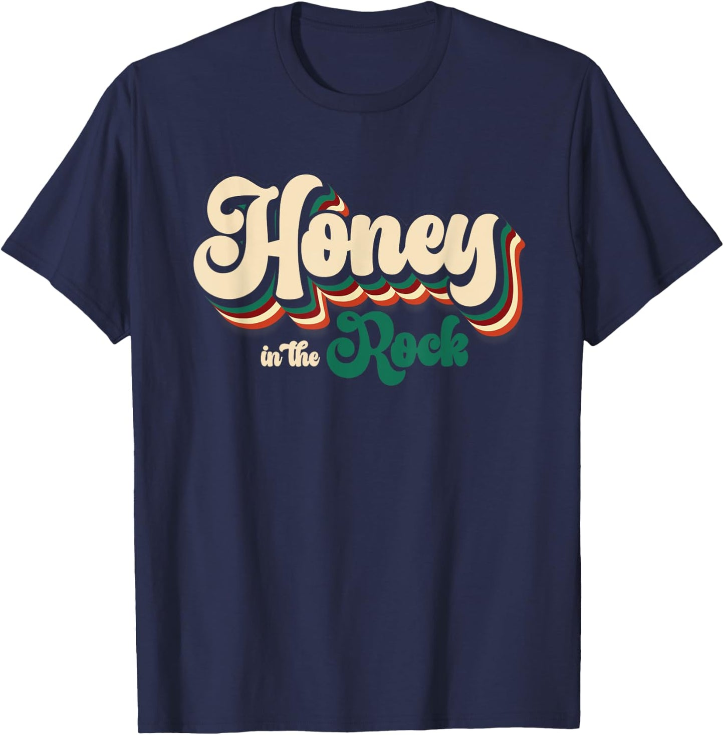 Honey In The a Rock Christian Faith Vintage Jesus Religion T-Shirt - T-Shirt | Navy