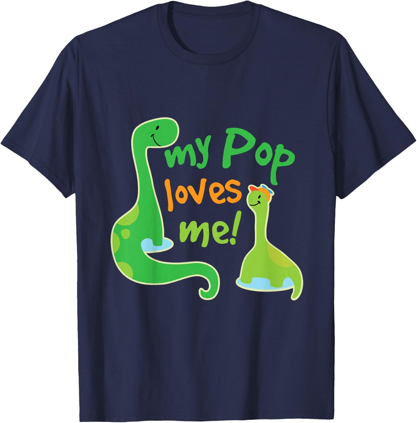 Kids My Pop Loves Me Grandson Dinosaur T-Shirt - T-Shirt | Navy