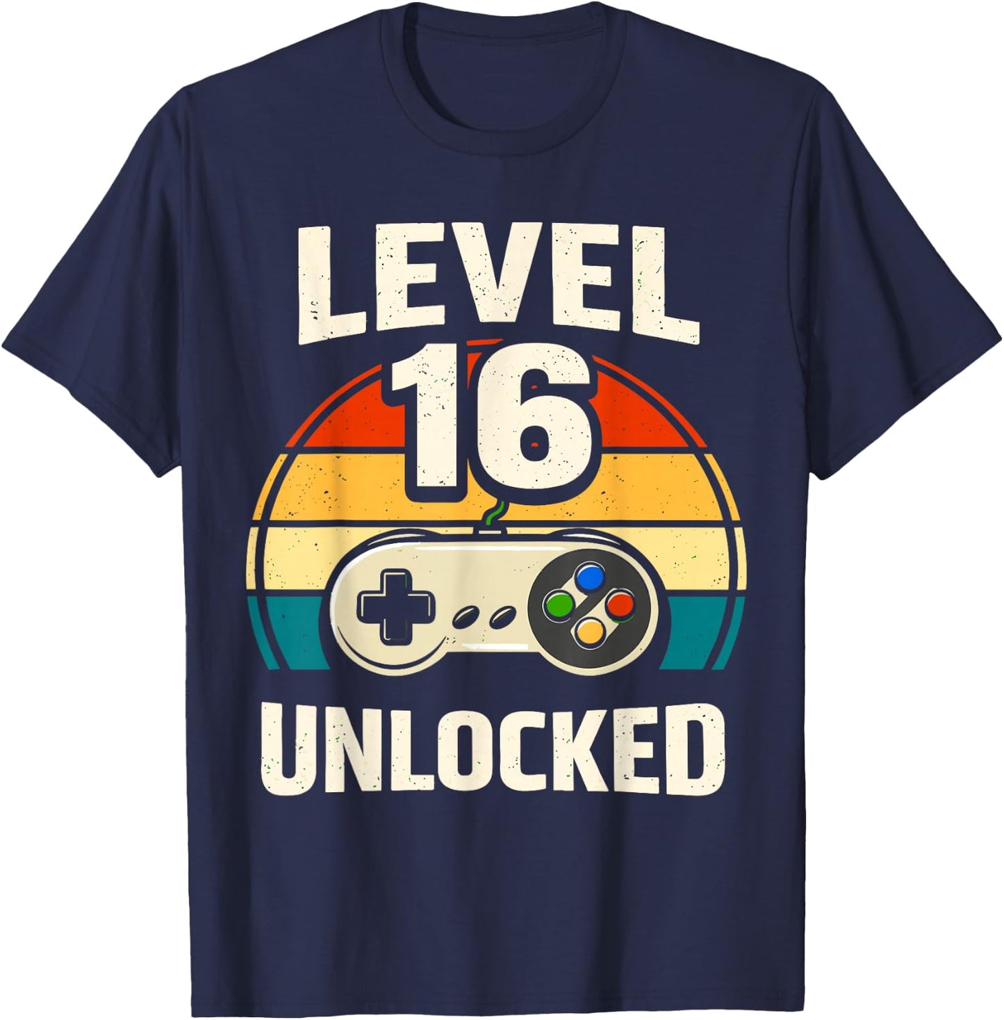 16th Birthday Level 16 Unlocked Gamer Gaming 16 Birthday T-Shirt - T-Shirt | Navy