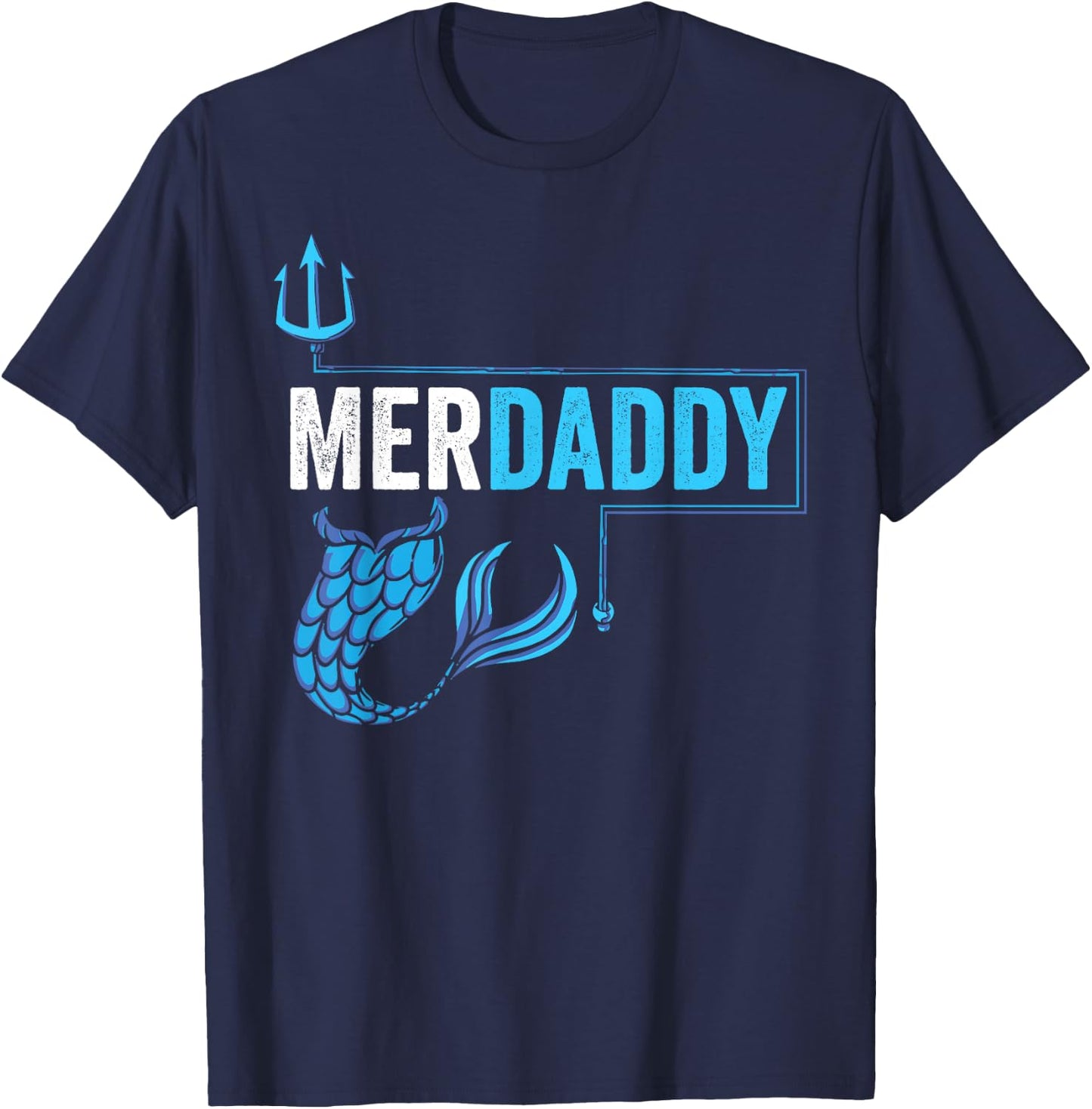 Merdaddy Merdad Mermaid Safety Retro Father's Day T-Shirt - T-Shirt | Navy