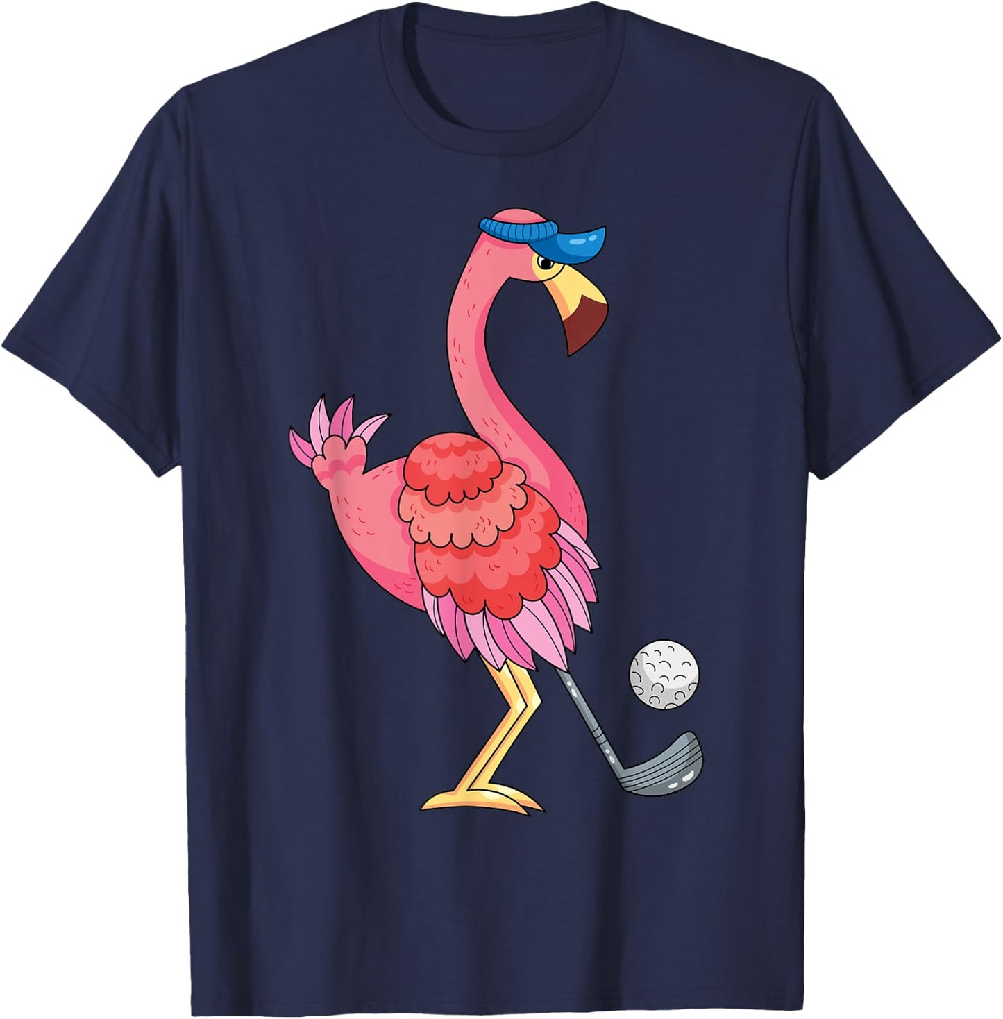 Funny Flamingo Playing Golf Flamingo Golfing Flamingo Golf T-Shirt - T-Shirt | Navy