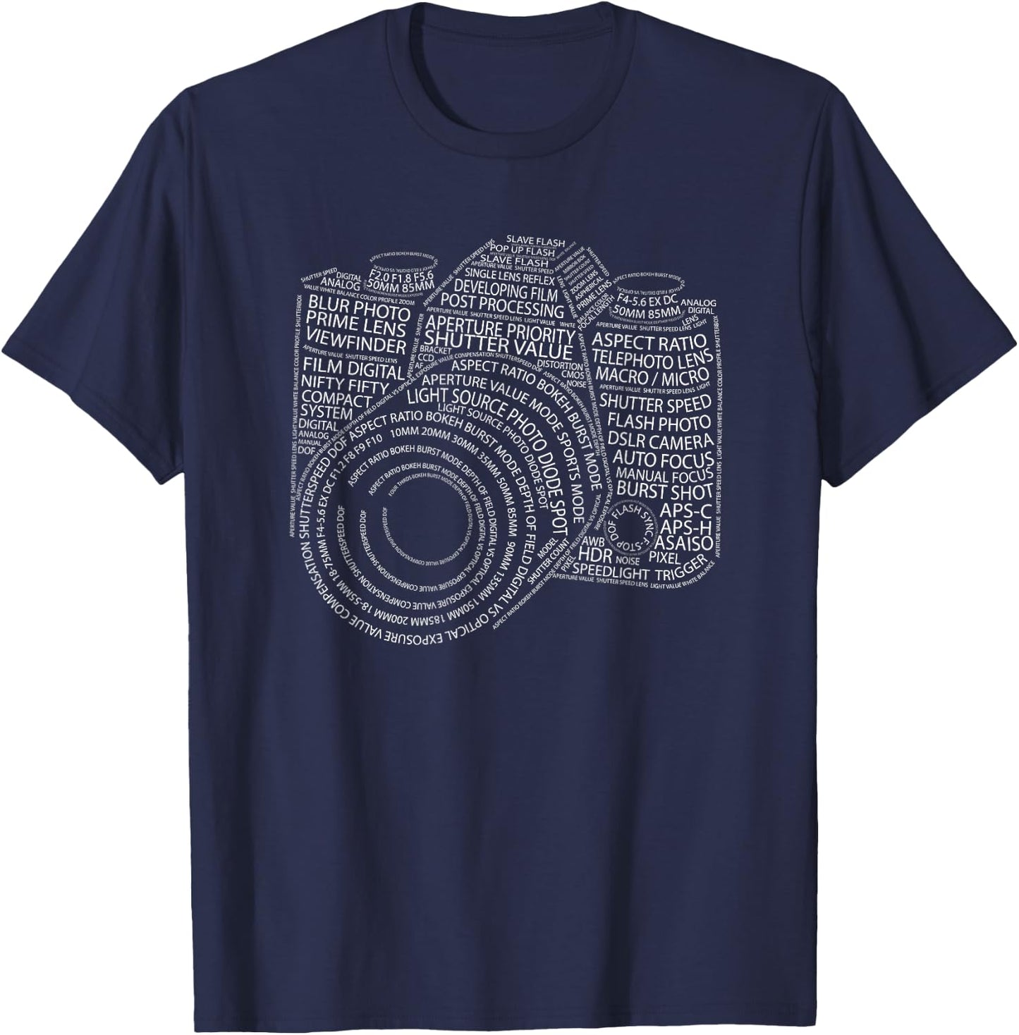 Photo Camera Word Cloud. Funny Gift Photography fan T-Shirt - T-Shirt | Navy