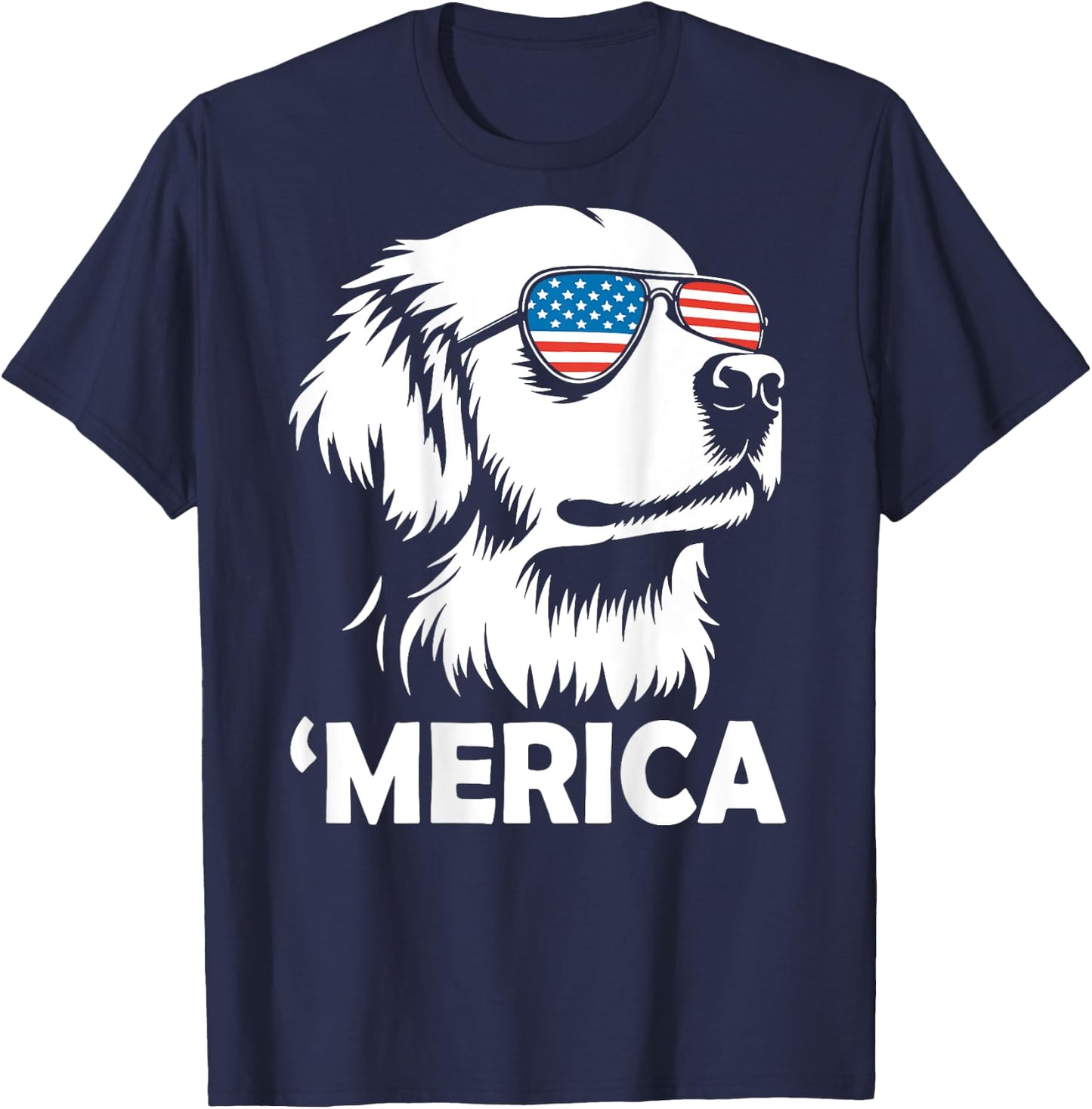 Golden Retriever 4th of July Merica T-Shirt - T-Shirt | Navy