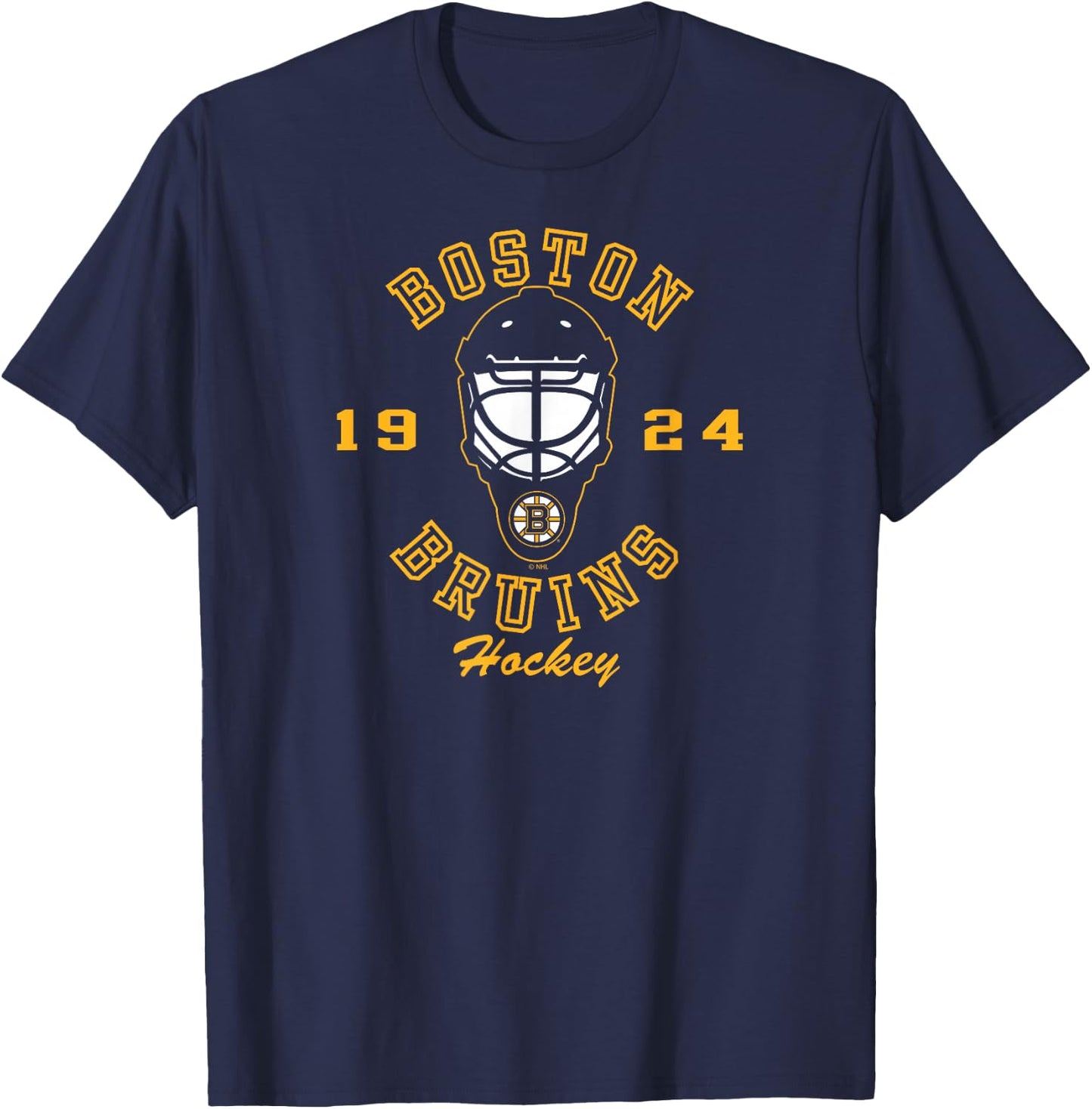 Boston Bruins Hockey Mask Black Officially Licensed T-Shirt - T-Shirt | Navy