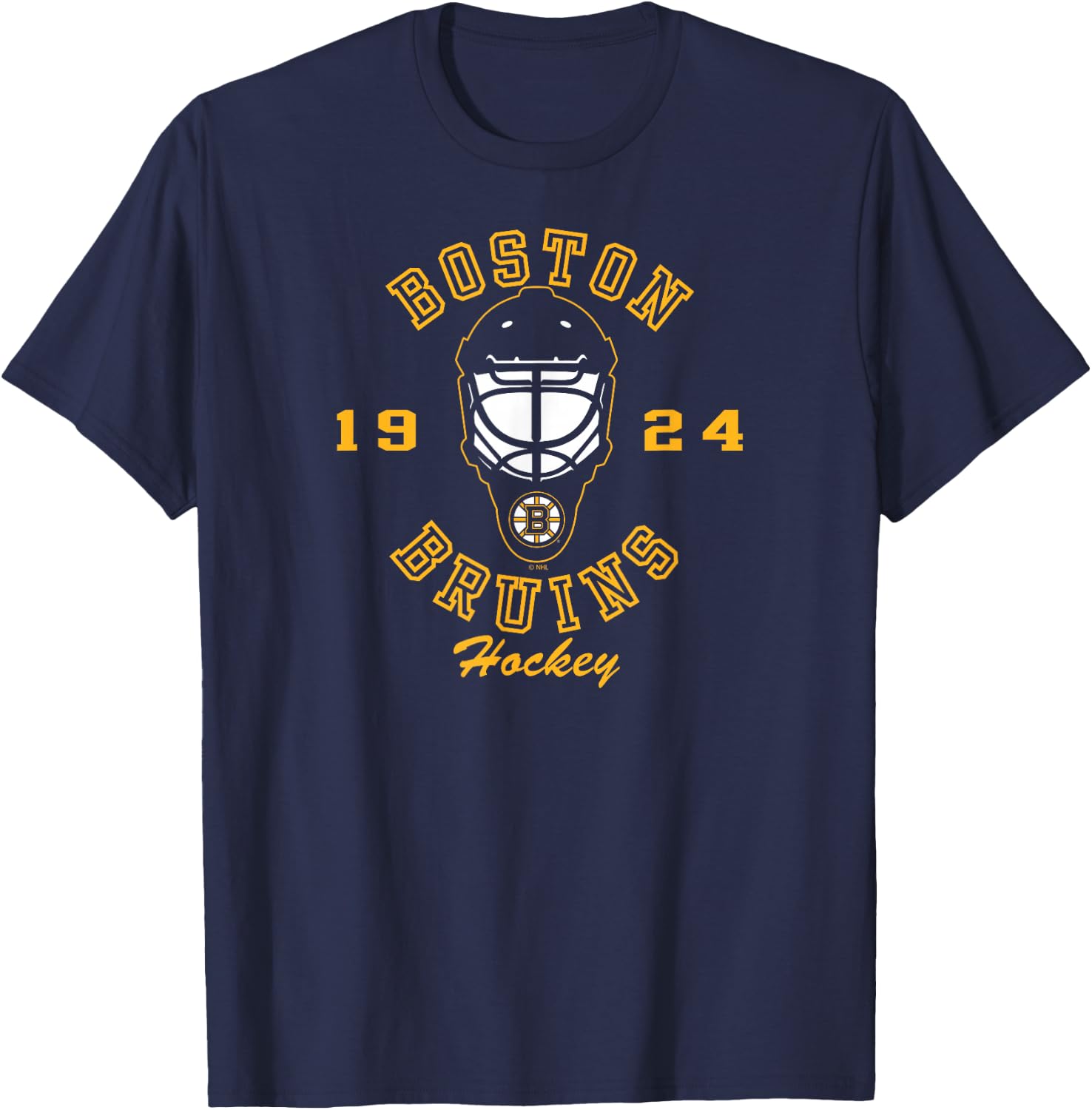 Boston Bruins Hockey Mask Black Officially Licensed T-Shirt - T-Shirt | Navy