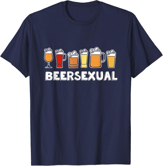 Beersexual Funny Beer Lover, Ale Lager IPA Humour T-Shirt - T-Shirt | Navy