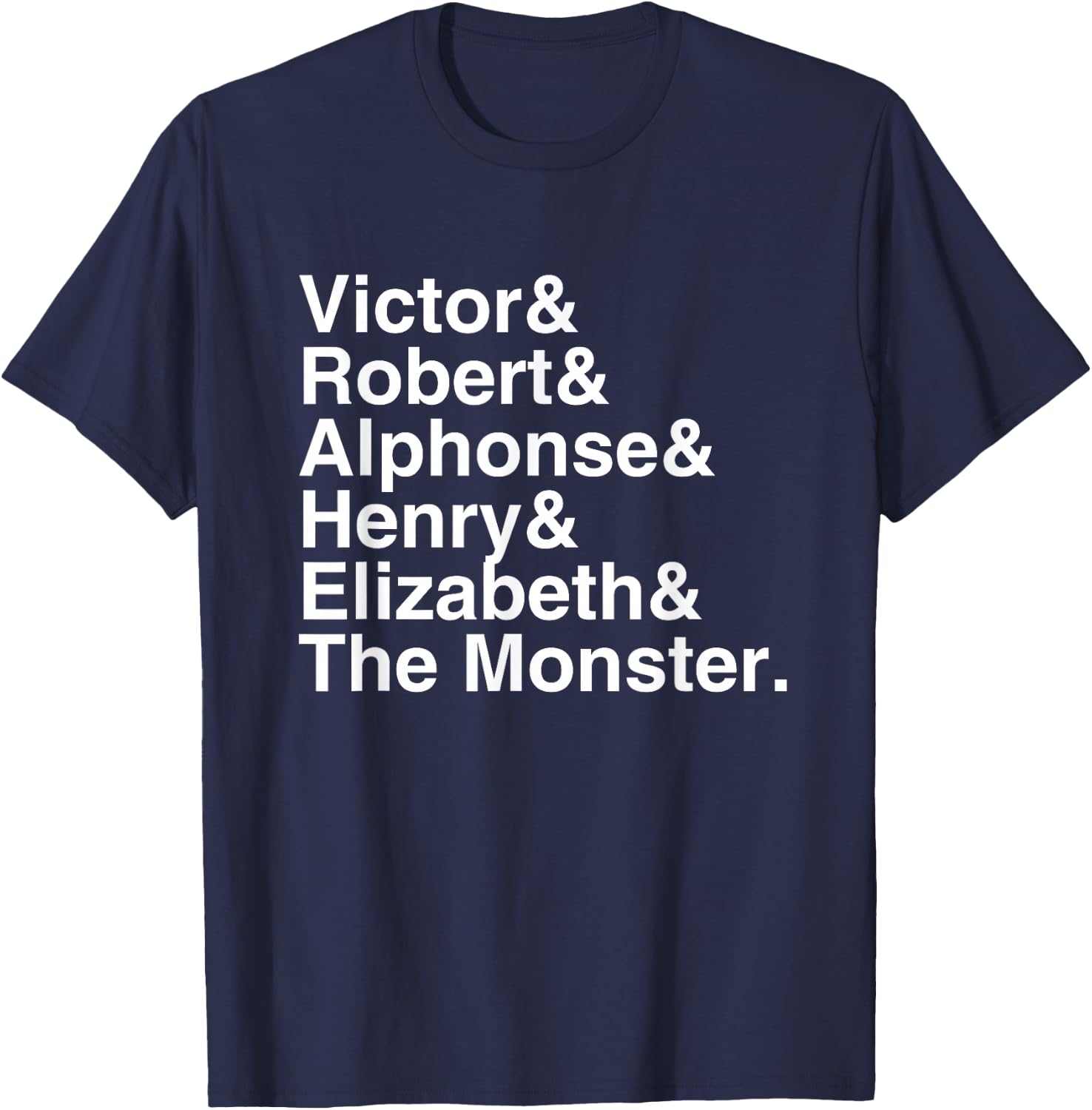 Mary Shelley - Frankenstein Character List T-Shirt - T-Shirt | Navy