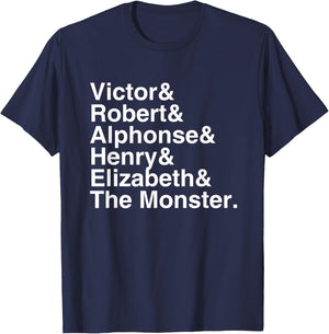 Mary Shelley - Frankenstein Character List T-Shirt - T-Shirt | Navy