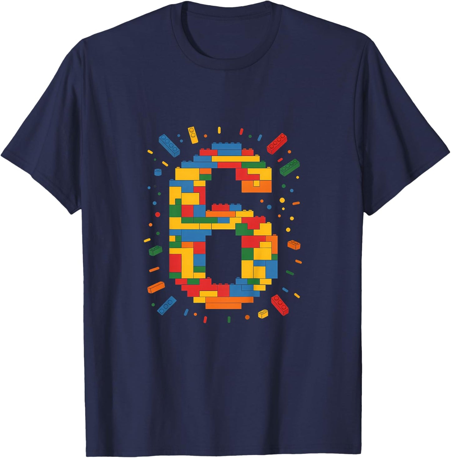 Ich Bin 6 Bausteine Geburtstag Klemmbausteine 6. Geburtstag T-Shirt - T-Shirt | Navy
