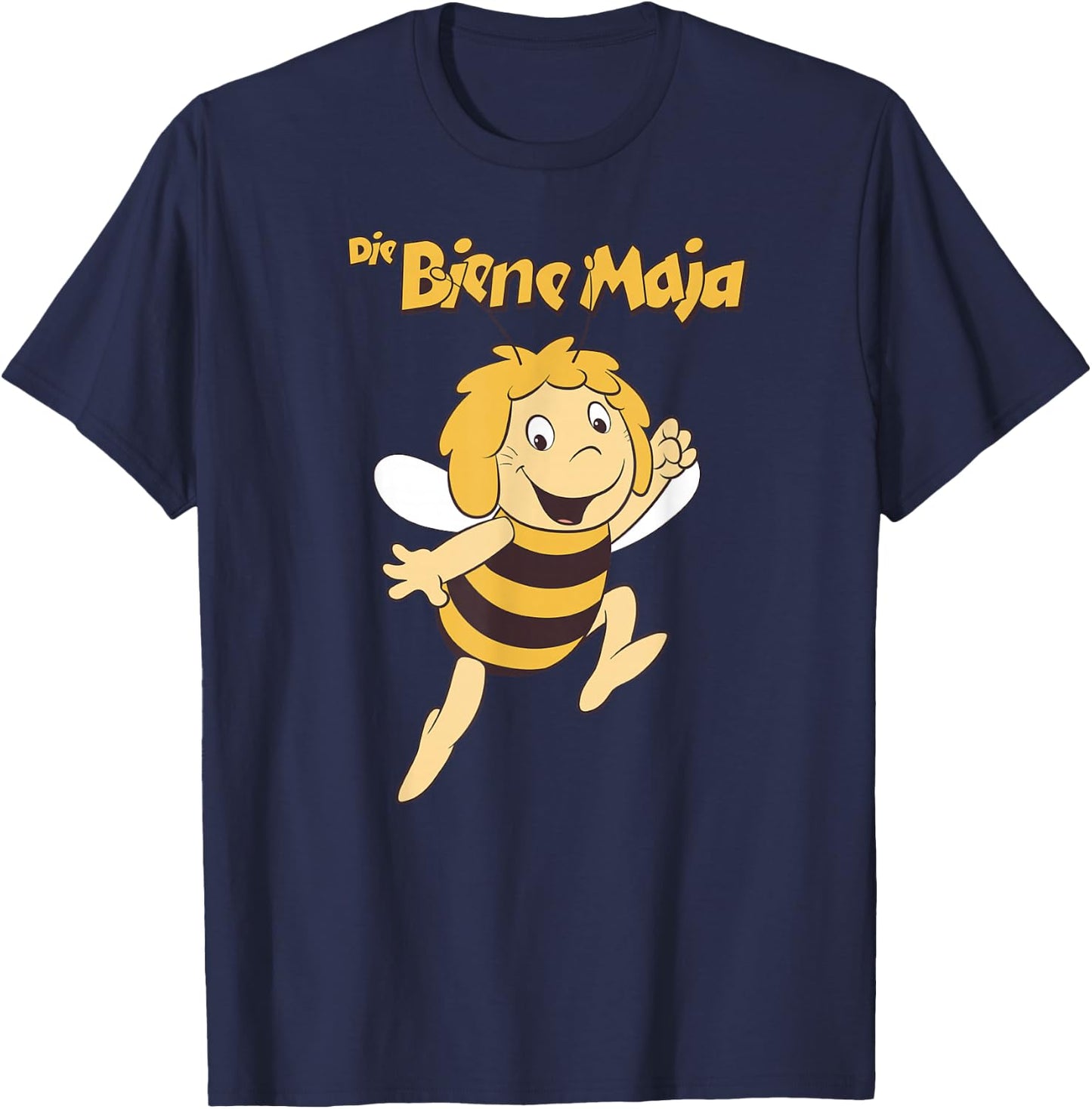 Maya the Bee Retro Pattern Cartoon TV Series Logo , Black, S T-Shirt - T-Shirt | Navy