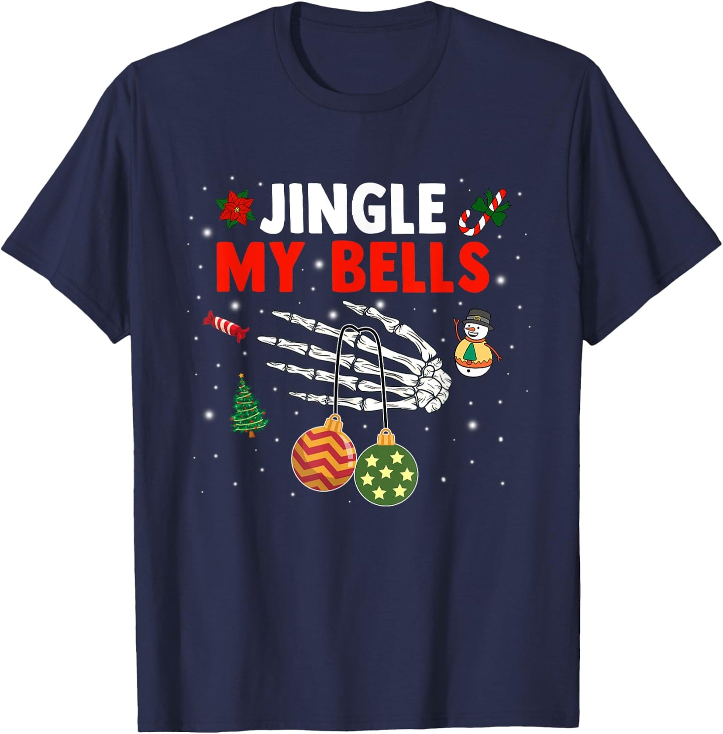 Jingle My Bells Feel The Joy Christmas Matching Couples T-Shirt - T-Shirt | Navy