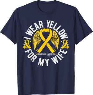 I Wear Yellow For My Wife Endometriosis Awareness T-Shirt - T-Shirt | Navy