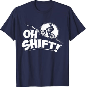 Oh Shift! - Bicycle Gift Bike Riders & Cyclists T-Shirt - T-Shirt | Navy