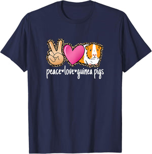 Peace Love Guinea Pigs Cute Guinea Pig Lover Women Girls T-Shirt - T-Shirt | Navy