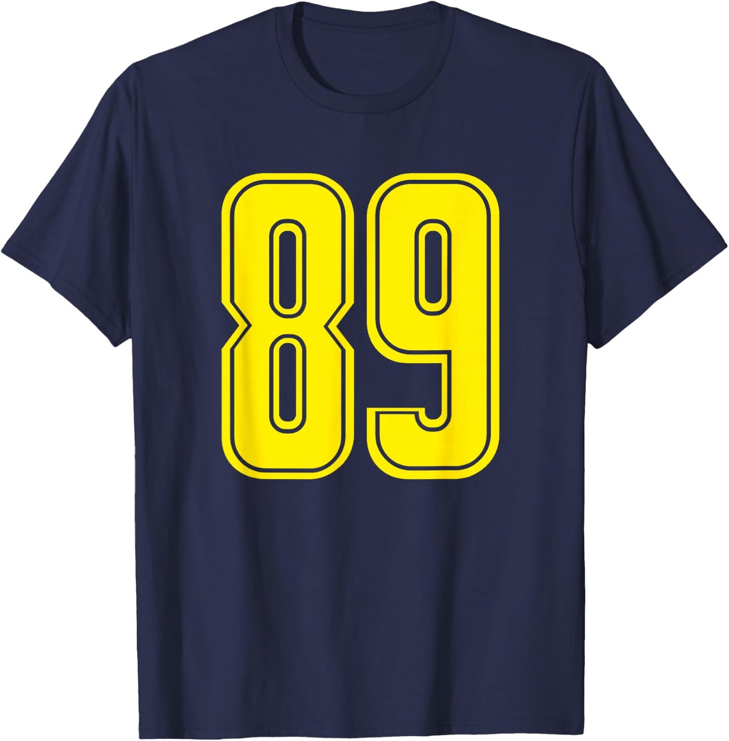 Yellow Sports Team Number 89 T-Shirt - T-Shirt | Navy