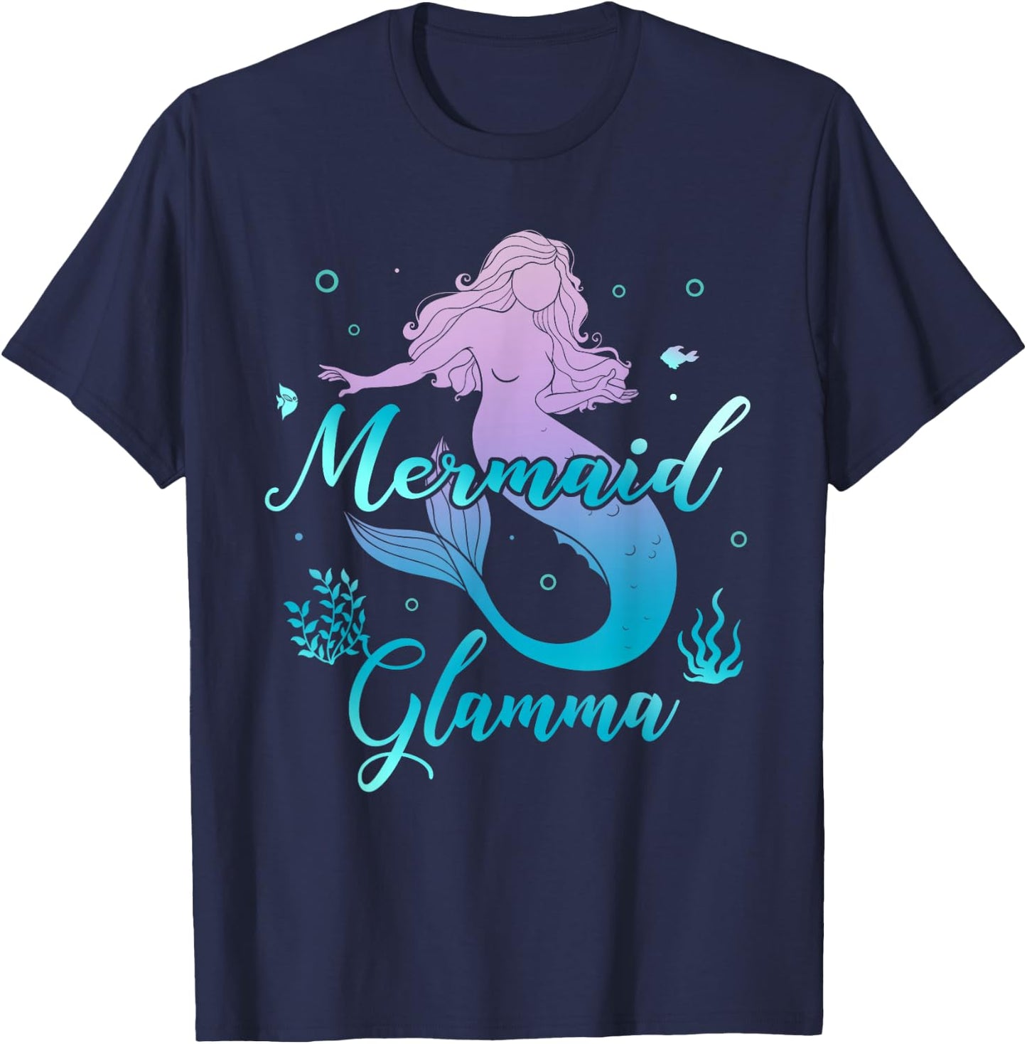 Mermaid Glamma Matching Mermaid Squad Birthday Party T-Shirt - T-Shirt | Navy