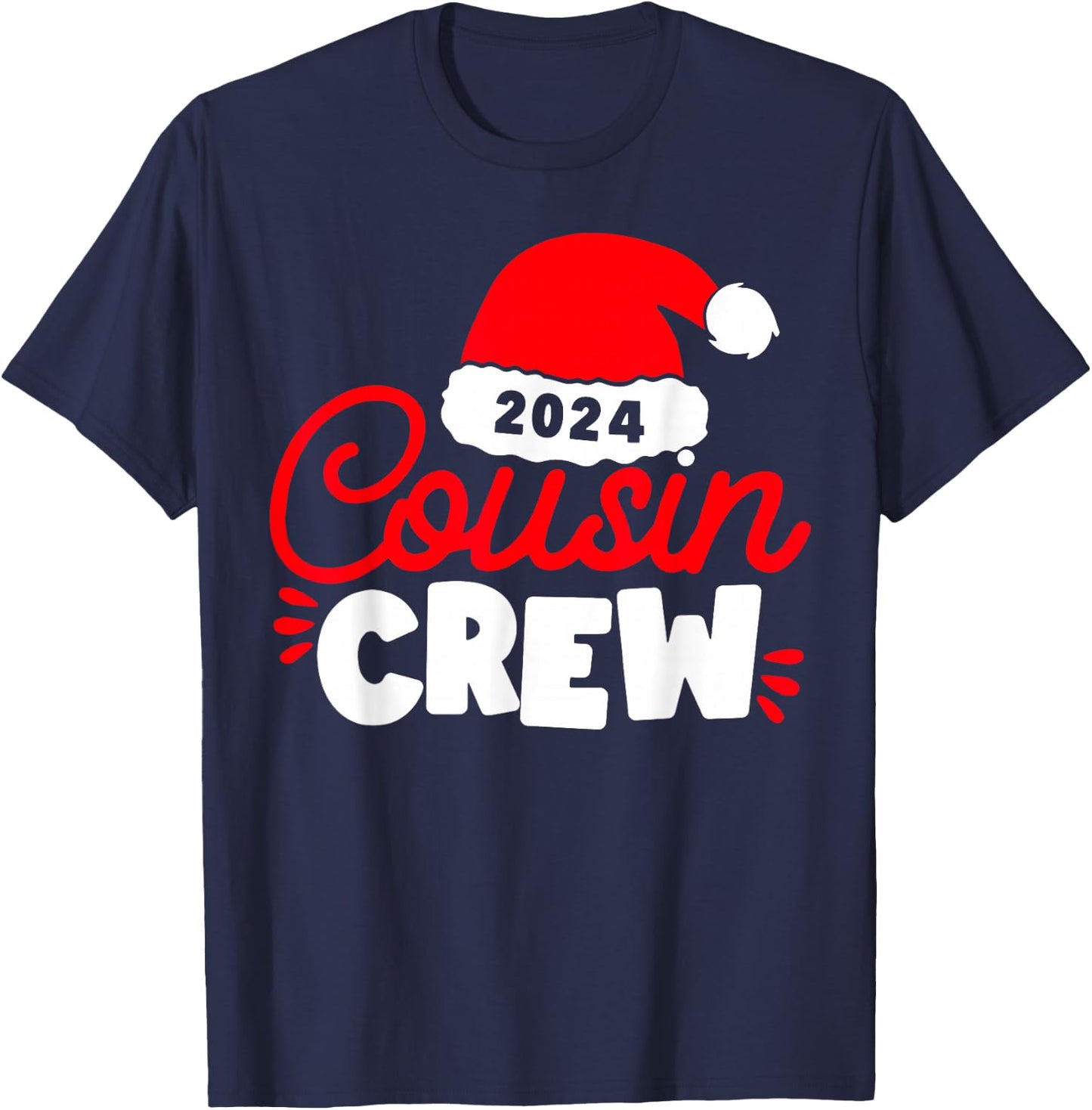 Funny Cousin Crew Santa Hat Matching Christmas Family Group T-Shirt - T-Shirt | Navy