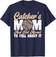 Catcher's Mom And Not Afraid Leopard Baseball Mom T-Shirt - T-Shirt | Navy