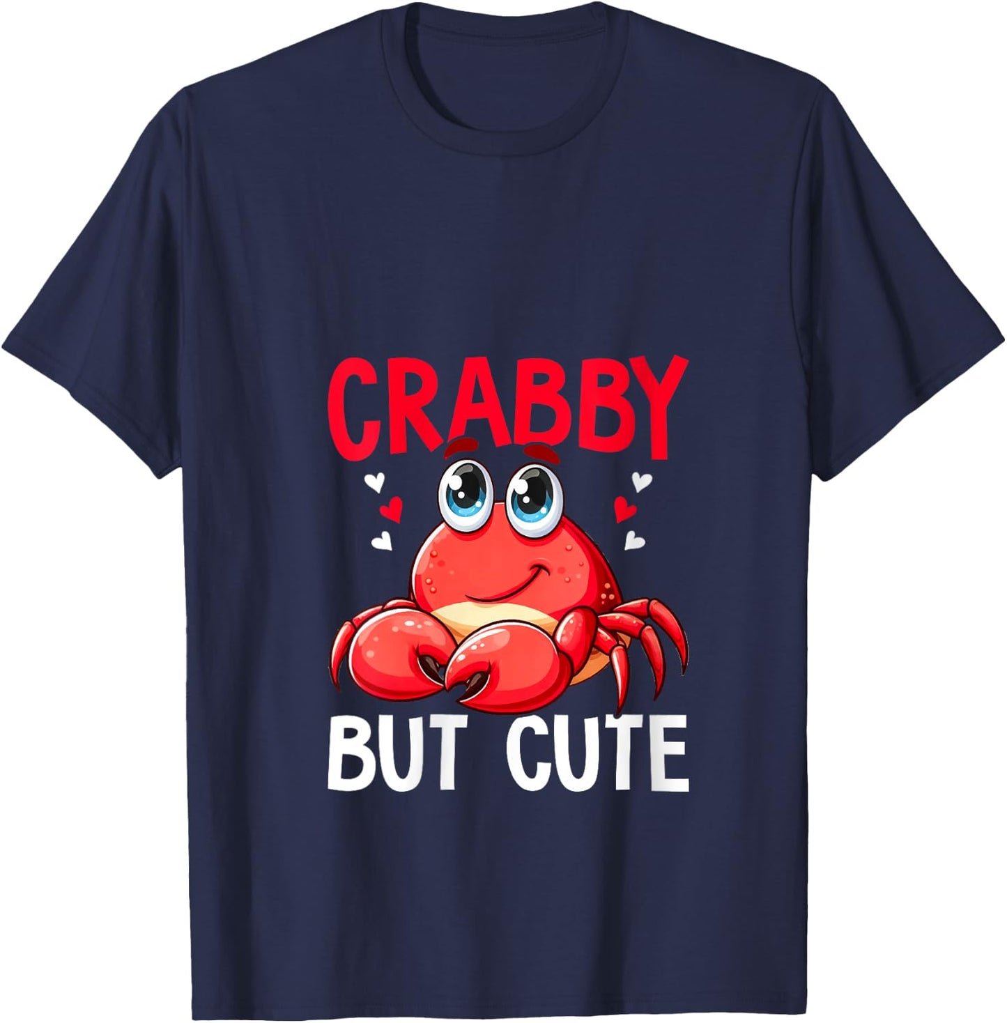 Crabby But Cute Crabbing Crab Fishing Crabs Lover V-Neck T-Shirt - T-Shirt | Navy