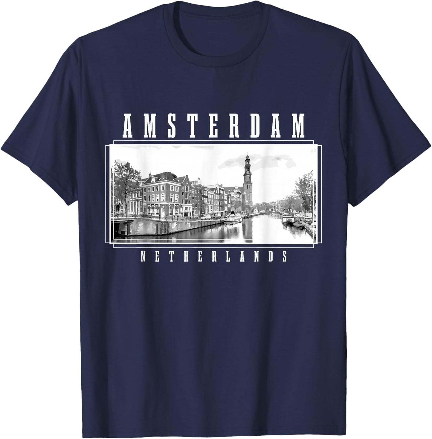 Amsterdam Vintage Holland Netherlands Souvenir Amsterdam T-Shirt - T-Shirt | Navy