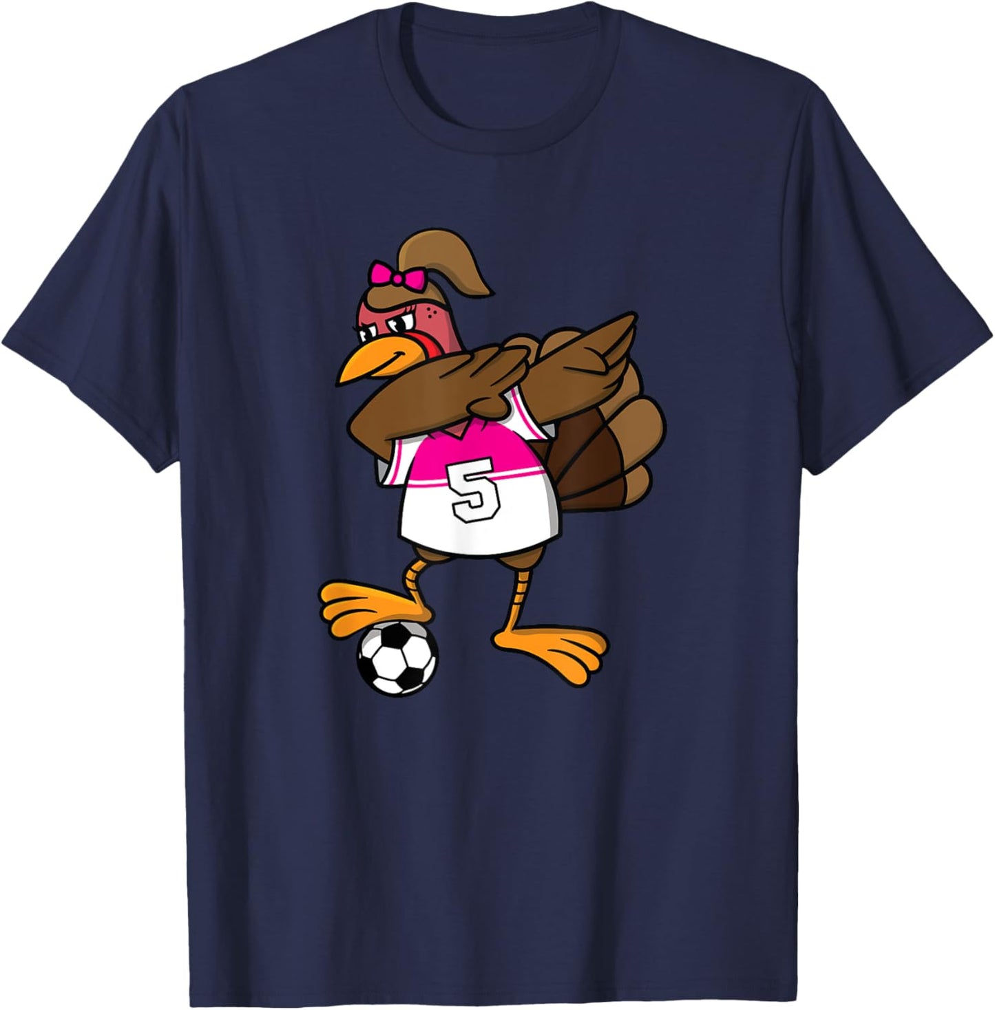Thanksgiving Turkey Shirt for Girls Soccer Dab Dabbing Funny T-Shirt - T-Shirt | Navy