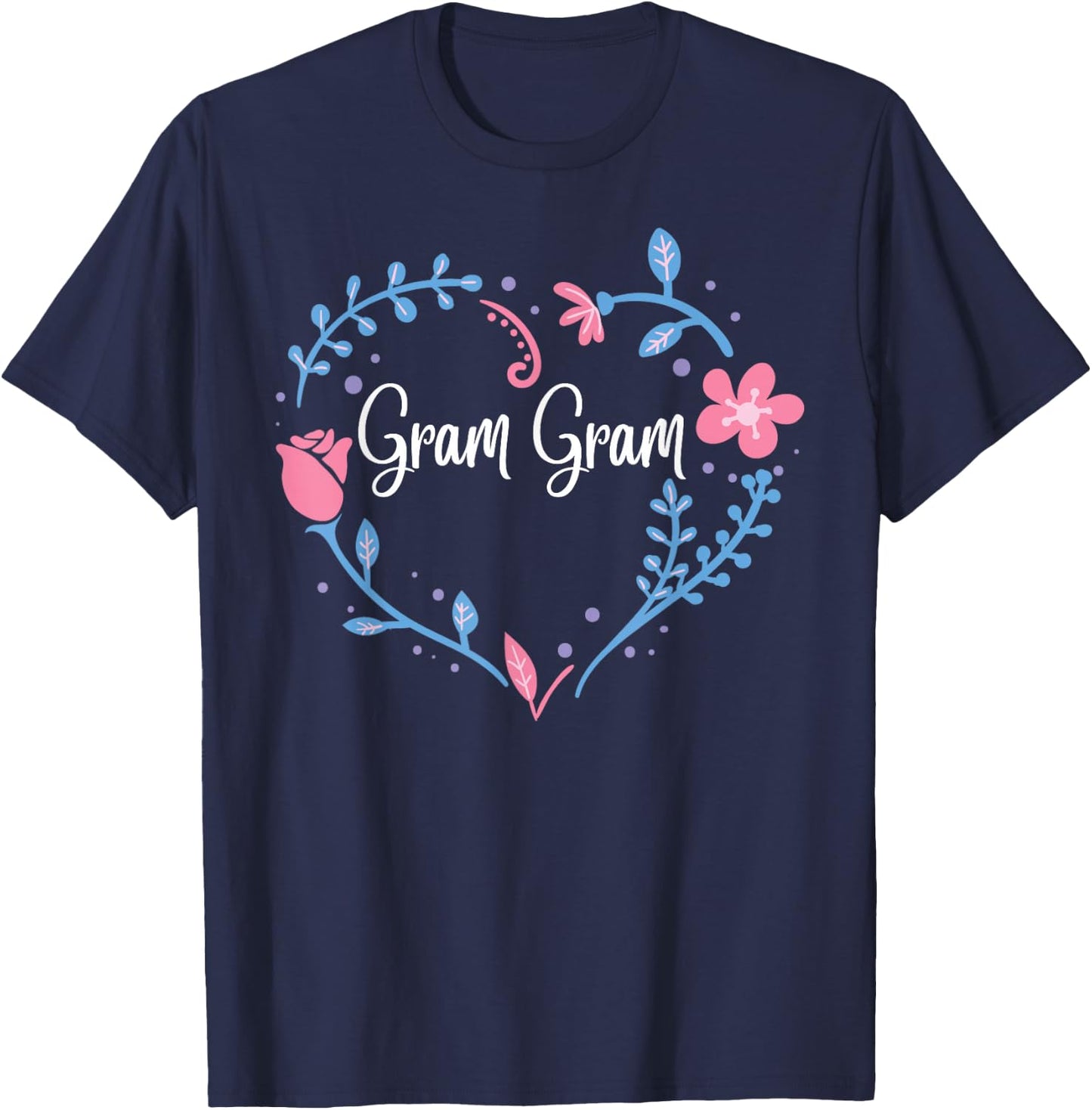 Flower Gram Gram Grandma Christmas Birthday Gift T-Shirt - T-Shirt | Navy
